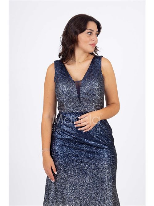 abito lungo pioggia di strass MARICLA ELEGANCE | SE8390BLU